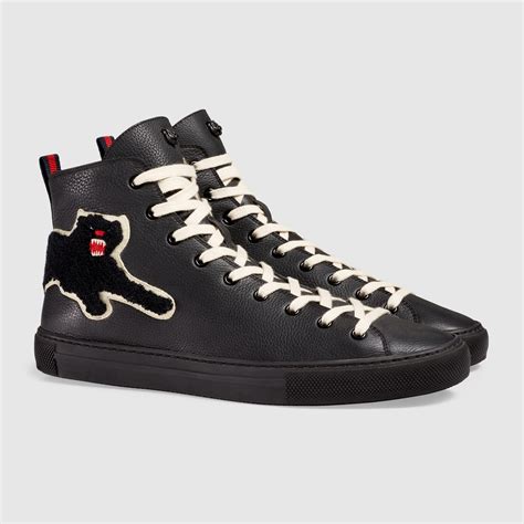 gucci leather high top with panther